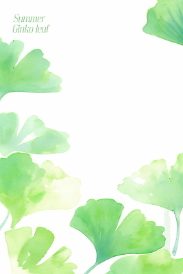 PSD 백그라운드 일러스트 자연 수채화 풍경 사람없음 초록색 여름 그림 은행잎 은행나무 국내일러스트 나무 계절 컬러 잎 생태계 파일형식