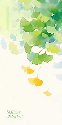 PSD 무료이미지 백그라운드 일러스트 자연 수채화 미술 풍경 사람없음 초록색 여름 고요 감상 은행잎 은행나무 국내일러스트 나무 계절 컬러 잎 문화예술 생태계 파일형식