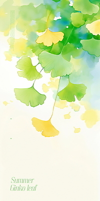 PSD 백그라운드 일러스트 자연 수채화 풍경 사람없음 초록색 여름 은행잎 은행나무 국내일러스트 나무 계절 컬러 잎 생태계 파일형식