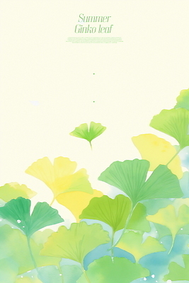 자연요소 PSD 백그라운드 일러스트 자연 수채화 풍경 사람없음 초록색 여름 은행잎 은행나무 국내일러스트 나무 계절 컬러 잎 생태계 파일형식