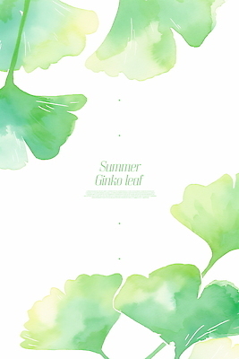 PSD 백그라운드 일러스트 자연 수채화 사람없음 초록색 여름 그림 은행잎 은행나무 감성 국내일러스트 나무 계절 컬러 컨셉 잎 생태계 파일형식