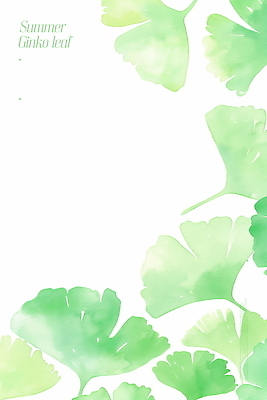 PSD 백그라운드 일러스트 자연 수채화 풍경 사람없음 초록색 여름 은행잎 은행나무 차분 국내일러스트 나무 계절 컬러 컨셉 잎 생태계 파일형식