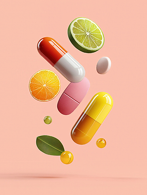 JPG 편집이미지 잎 다이어트 오렌지 사람없음 알약 건강관리 슬라이스 영양 라임 광택 건강식품 비타민 편집3D AI컴퓨터그래픽 AI콘텐츠 식물 음식 과일 건강 관리 약 3D 영양소 파일형식