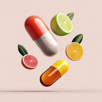 JPG 편집이미지 잎 다이어트 오렌지 과일 사람없음 알약 건강관리 자몽 슬라이스 영양 라임 광택 건강식품 비타민 편집3D AI컴퓨터그래픽 AI콘텐츠 식물 음식 건강 관리 약 3D 영양소 파일형식