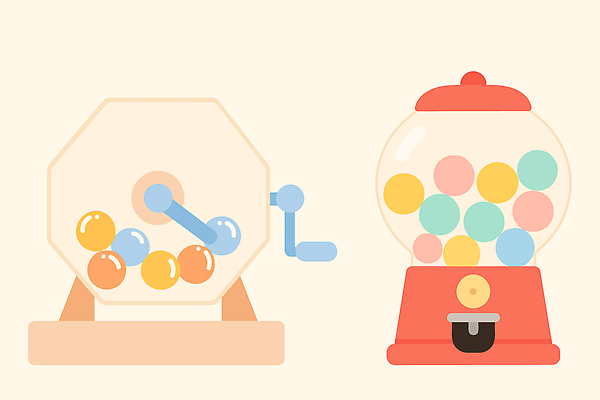 일러스트 사람없음 기계 게임 행운 구슬 복권 뽑기머신 국내일러스트 AI파일 컨셉 놀이 파일형식 벡터