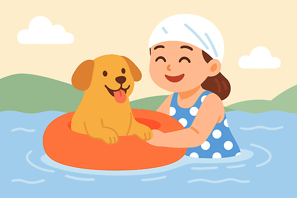 여자 행복 반려견 여행 일러스트 자연 물놀이 한명 웃음 상반신 파란색 친구 여름휴가 수영 강아지 떠있는 즐거움 수영모 튜브 펫팸족 국내일러스트 펫캉스 AI파일 1 감정 컬러 관계 모션 놀이 휴가 표정 사람 바캉스 반려동물 수상스포츠 개 생태계 수영용품 신조어 파일형식 벡터 여름_계절