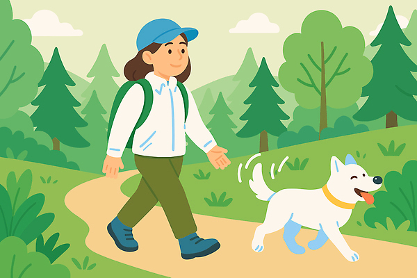 전신 나무 여자 행복 반려견 일러스트 자연 한명 잔디 초록색 여름휴가 걷기 강아지 숲속 등산복 즐거움 산속 숲길 캡모자 펫팸족 국내일러스트 펫캉스 AI파일 식물 모자_잡화 1 옷 감정 길 컬러 모션 휴가 산 사람 바캉스 반려동물 등산 개 숲 생태계 신조어 파일형식 벡터 여름_계절