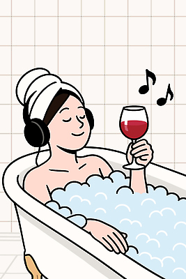 여자 여유 와인잔 음표 일러스트 휴식 욕조 따뜻함 한명 미소 들기 일상 수건 와인 스파 고요 음악감상 욕실 편안함 즐거움 힐링 격자 거품목욕 반신욕 스트레스해소 해소 혼자 국내일러스트 AI파일 1 기호 감정 음악 컨셉 무늬 술잔 모션 주류 표정 사람 라이프 위생용품 목욕 거품 감상 감각 파일형식 벡터
