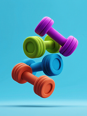 JPG 편집이미지 하늘색 건강 사람없음 3D 운동기구 헬스 스트레칭 아령 웨이트트레이닝 편집3D AI컴퓨터그래픽 AI콘텐츠 파란색 운동 디지털합성 파일형식