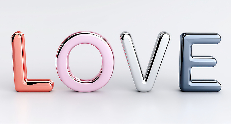 JPG 편집이미지 영어 사랑 타이포그라피 사람없음 입체문자 편집3D AI컴퓨터그래픽 AI콘텐츠 문자 감정 3D 파일형식