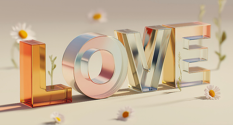 JPG 편집이미지 영어 꽃 유리 그림자 사랑 타이포그라피 사람없음 로맨틱 베이지색 입체문자 편집3D AI컴퓨터그래픽 AI콘텐츠 식물 문자 감정 컬러 컨셉 재질 3D 파일형식