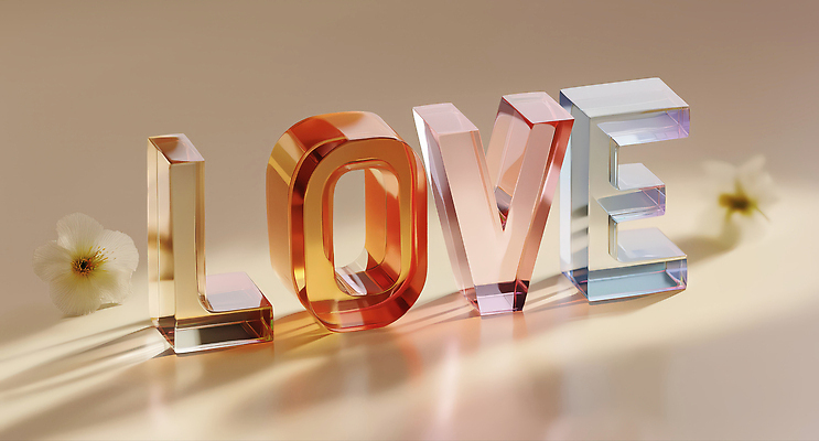 JPG 편집이미지 영어 꽃 유리 그림자 사랑 타이포그라피 사람없음 로맨틱 베이지색 입체문자 편집3D AI컴퓨터그래픽 AI콘텐츠 식물 문자 감정 컬러 컨셉 재질 3D 파일형식