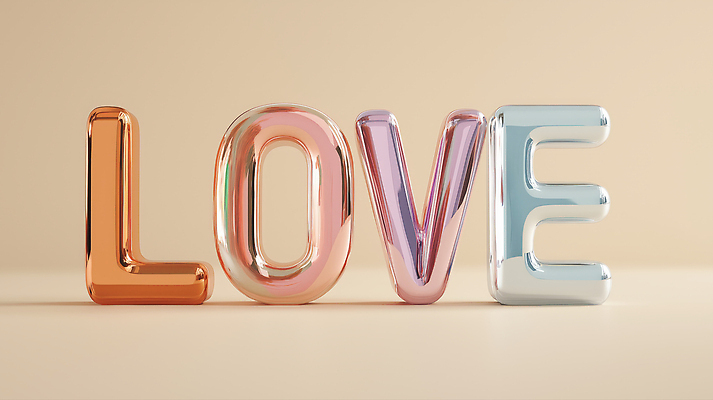 JPG 편집이미지 영어 유리 사랑 타이포그라피 사람없음 로맨틱 베이지색 입체문자 편집3D AI컴퓨터그래픽 AI콘텐츠 문자 감정 컬러 컨셉 재질 3D 파일형식