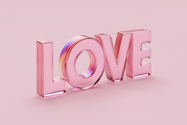 JPG 편집이미지 영어 분홍색 유리 사랑 타이포그라피 사람없음 로맨틱 입체문자 편집3D AI컴퓨터그래픽 AI콘텐츠 문자 감정 컬러 컨셉 재질 3D 파일형식
