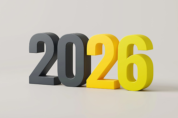 JPG 편집이미지 타이포그라피 사람없음 노란색 회색 입체 모던 2026년 편집3D AI컴퓨터그래픽 AI콘텐츠 문자 컬러 3D 연도 파일형식