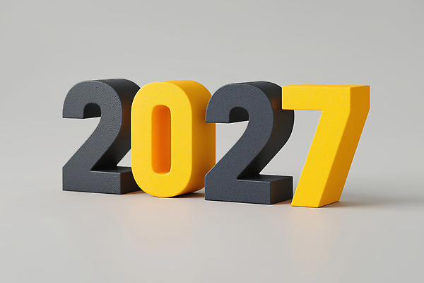 JPG 편집이미지 타이포그라피 사람없음 노란색 3D 검은색 입체 모던 2027년 편집3D AI컴퓨터그래픽 AI콘텐츠 문자 컬러 연도 디지털합성 파일형식