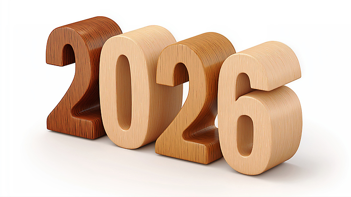 JPG 편집이미지 곡선 타이포그라피 사람없음 목재 나뭇결 갈색 3D 입체 모던 질감 베이지색 우드 2026년 편집3D AI컴퓨터그래픽 AI콘텐츠 나무 문자 선 컬러 재료 연도 디지털합성 파일형식