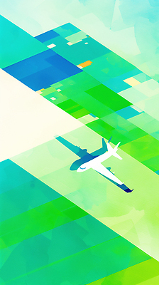 JPG 일러스트 자연 비행기 그림자 풍경 초원 사람없음 초록색 파란색 맑음 국내일러스트 AI일러스트 AI콘텐츠 컬러 항공교통 날씨 대중교통 생태계 파일형식