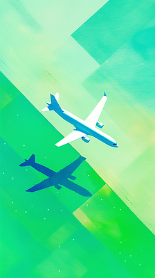 JPG 일러스트 자연 비행기 그림자 초원 사람없음 초록색 맑음 국내일러스트 AI일러스트 AI콘텐츠 컬러 항공교통 날씨 대중교통 생태계 파일형식