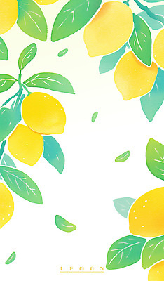 PSD 잎 일러스트 사람없음 초록색 노란색 레몬 국내일러스트 식물 컬러 과일 파일형식