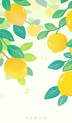 PSD 잎 일러스트 사람없음 초록색 노란색 레몬 국내일러스트 식물 컬러 과일 파일형식