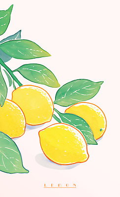 PSD 분홍색 잎 일러스트 사람없음 레몬 국내일러스트 식물 컬러 과일 파일형식