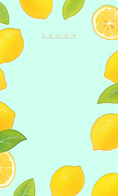 PSD 하늘색 잎 일러스트 프레임 사람없음 노란색 레몬 카피스페이스 국내일러스트 식물 컬러 과일 파란색 공백 파일형식