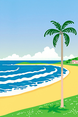 PSD 구름 일러스트 자연 하늘 주택 잔디 해변 사람없음 파란색 모래사장 야자수 여름풍경 해수욕장 국내일러스트 자연요소 나무 식물 바다 컬러 풍경 건물 생태계 파일형식 여름_계절