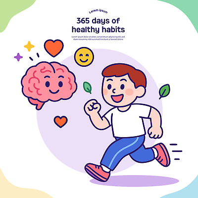 전신 남자 일러스트 한명 미소 웃음 스마트폰 달리기 건강관리 헬스 하트 기록 즐거움 뇌 긍정 생활습관 자가진단 국내일러스트 AI파일 모양 1 감정 컨셉 모션 표정 건강 관리 사람 핸드폰 스마트기기 운동 습관 파일형식 벡터