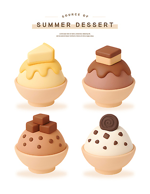 PSD 편집이미지 그릇 여름음식 사람없음 3D 초콜릿 빙수 치즈케이크 엘리먼트 초코칩 티라미수 쿠키앤크림 편집3D 식기 음식 디저트 케이크 디지털합성 파일형식 여름_계절