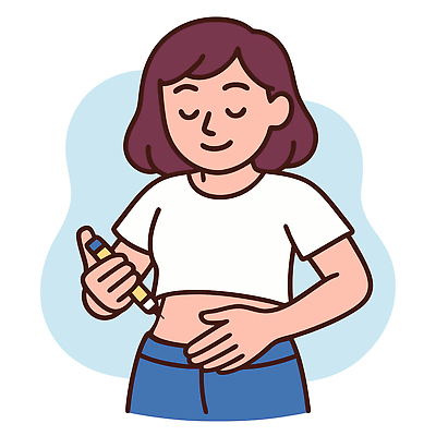 여자 일러스트 주사기 한명 미소 들기 일상 생활 치료 습관 당뇨병 인슐린 혈당 복부 국내일러스트 AI파일 1 의학 의료기기 모션 표정 사람 라이프 신체부위 혈액 질병 파일형식 벡터