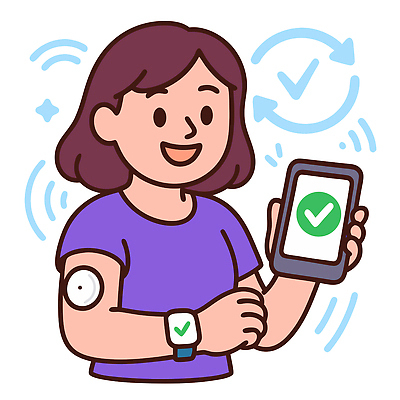 웰빙 여자 일러스트 한명 미소 들기 상반신 치료 스마트폰 건강관리 디지털 기쁨 어플리케이션 체크표시 당뇨병 인슐린 자가진단 스마트워치 국내일러스트 AI파일 1 감정 의학 모션 표정 건강 관리 사람 핸드폰 스마트기기 질병 확인 웨어러블 파일형식 벡터
