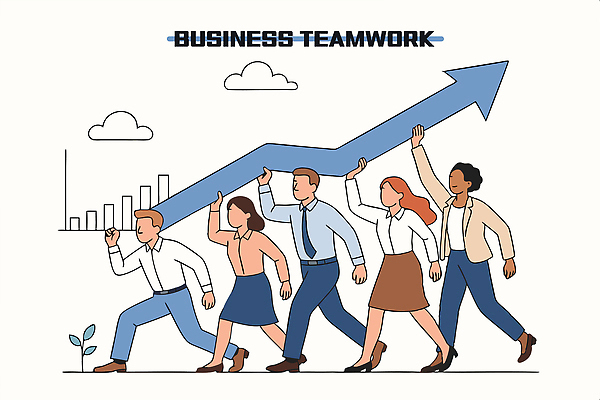 전신 구름 여자 남자 화살표 일러스트 그래프 협력 들기 정장 여러명 걷기 성장 비즈니스맨 비즈니스우먼 발전 전략 리더쉽 얼굴없음 국내일러스트 AI파일 자연요소 옷 다수 컨셉 비즈니스 모션 사람 직장인 파일형식 벡터