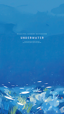 PSD 식물 바다 일러스트 자연 수채화 어류 사람없음 파란색 바닷속 해조류 국내일러스트 컬러 수중 수중동물 해양식물 생태계 파일형식