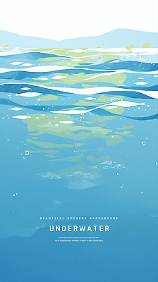 PSD 바다 일러스트 자연 수채화 사람없음 파란색 바닷속 국내일러스트 컬러 수중 생태계 파일형식