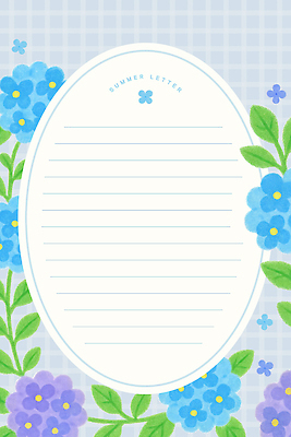 PSD 잎 일러스트 프레임 사람없음 여름 파란색 편지지 수국 국내일러스트 식물 계절 꽃 컬러 편지 파일형식