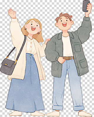 편집이미지 라이프스타일 커플 옷 여자 남자 행복 모션 웃음 야외 캐주얼 친구 스마트폰 표현 인사 편안함 셀프카메라 주말 PNG 소통 감정 컨셉 관계 표정 사람 생활 핸드폰 스마트기기 사진촬영 예절 감각 파일형식
