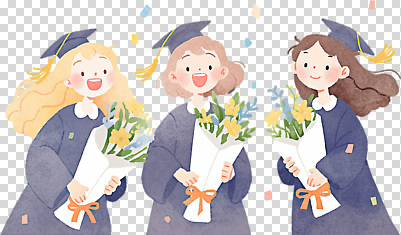 식물 교육 꽃 감정 컨셉 졸업 학교 관계 표정 사람 이벤트 기념사진 파일형식 학생 꽃다발 축하 졸업식 미소 기쁨 대학교 친구 여자 구직 목표 소원 기념일 단체사진 기념 학위 편집이미지 PNG