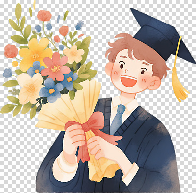 식물 교육 꽃 감정 컨셉 졸업 학교 표정 사람 이벤트 파일형식 졸업식 남자 꽃다발 기쁨 축하 웃음 순간 기념일 대학교 성공 귀여움 학위 준비 편집이미지 PNG