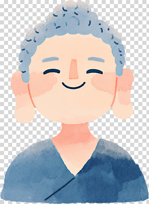 감정 컬러 컨셉 불교 표정 파일형식 부처 미소 평화 캐릭터 애니메이션 차분 색감 파란색 따뜻함 사람 그림 만족 행복 귀여움 표현 예술 전통 사상 편집이미지 PNG