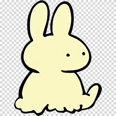 모양 동물 편집이미지 캐릭터 디자인 앉기 옆모습 노란색 귀여움 매력적 표현 토끼 만화 그림 귀 애니메이션 PNG 단순화된 색감 아기자기 뷰포인트 컬러 컨셉 포유류 모션 신체부위 반려동물 파일형식