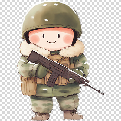 직업 계절 컨셉 유니폼 가방 표정 총 국군 파일형식 군인 군복 캐릭터 전쟁 무기 귀여움 아기자기 겨울 미소 전선 소총 연습 배낭 애니메이션 전투복 전략 편집이미지 PNG