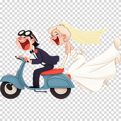 편집이미지 커플 드레스 행복 신부 신랑 결혼 결혼식 바람 밝음 사랑 미소 달리기 스쿠터 즐거움 장면 애니메이션 PNG 라이딩 자연요소 옷 감정 관계 모션 날씨 표정 이벤트 오토바이 파일형식