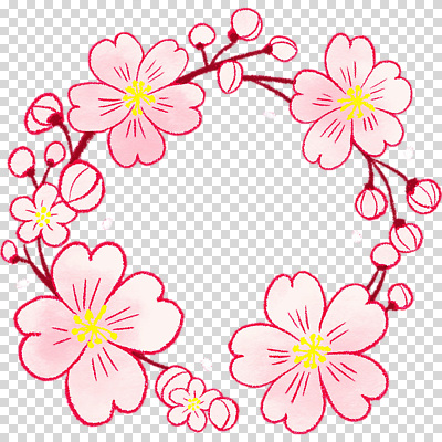 식물 편집이미지 디자인 꽃 예술 분홍색 백그라운드 자연 그래픽 장식 봄 벚꽃 원형 균형 화사함 드로잉 봉오리 조화 PNG 색채 생동감 도형 계절 컬러 컨셉 미술 생태계 파일형식