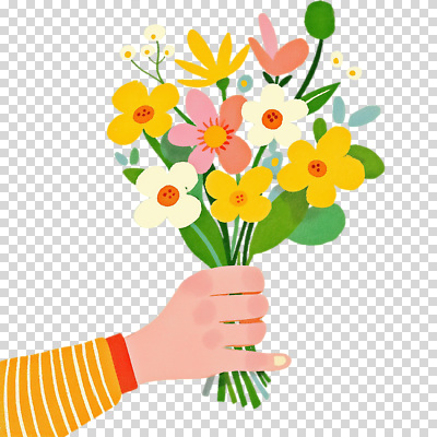 편집이미지 손 디자인 꽃 행복 컬러 꽃다발 자연 따뜻함 선물 장식 봄 즐거움 화사함 감성 PNG 뷰티풀 생동감 식물 계절 감정 컨셉 신체부위 생태계 파일형식