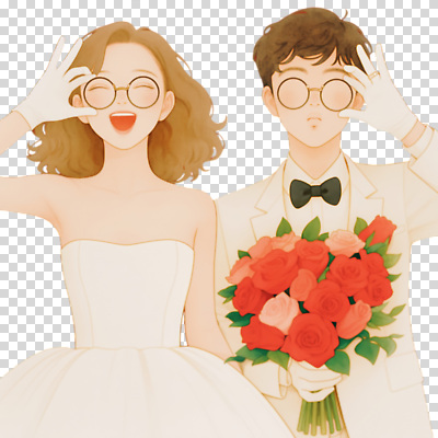 편집이미지 커플 패션 기념일 행복 꽃다발 포즈 결혼식 사랑 기쁨 로맨틱 흰색 축하 맹세 PNG 스타일 브라이덜샤워 꽃 감정 컬러 결혼 컨셉 관계 이벤트 파티 결심 파일형식