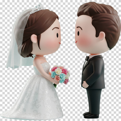 편집이미지 캐릭터 디자인 부부 패션 행복 신부 꽃다발 신랑 결혼 결혼식 사랑 장식 기쁨 만남 축하 PNG 교감 순간 커플 꽃 감정 컨셉 이벤트 파일형식