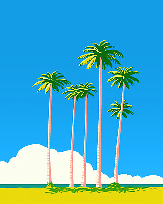 PSD 구름 일러스트 하늘 그림자 해변 사람없음 파란색 야자수 여름풍경 국내일러스트 자연요소 나무 바다 컬러 풍경 파일형식 여름_계절