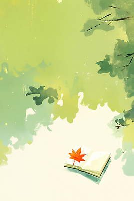 JPG 나무 단풍 낙엽 일러스트 휴식 수채화 사람없음 책 초록색 독서 평화 펼침 교양 가을 힐링 조용 감성 국내일러스트 AI일러스트 AI콘텐츠 식물 계절 컬러 컨셉 잎 모션 파일형식