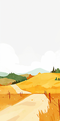 JPG 나무 여유 여행 일러스트 자연 하늘 따뜻함 잔디 초원 사람없음 파란색 평화 가을풍경 트래킹 산책로 언덕 나무울타리 국내일러스트 AI일러스트 AI콘텐츠 식물 감정 길 컬러 컨셉 레저 풍경 울타리 생태계 파일형식 가을_계절